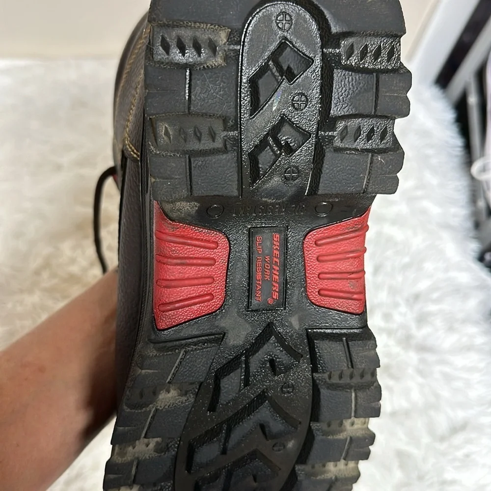 Skechers Men's Burgin Tarlac Steel Toe Work Boot Style 77143 BRN Excellent Cond